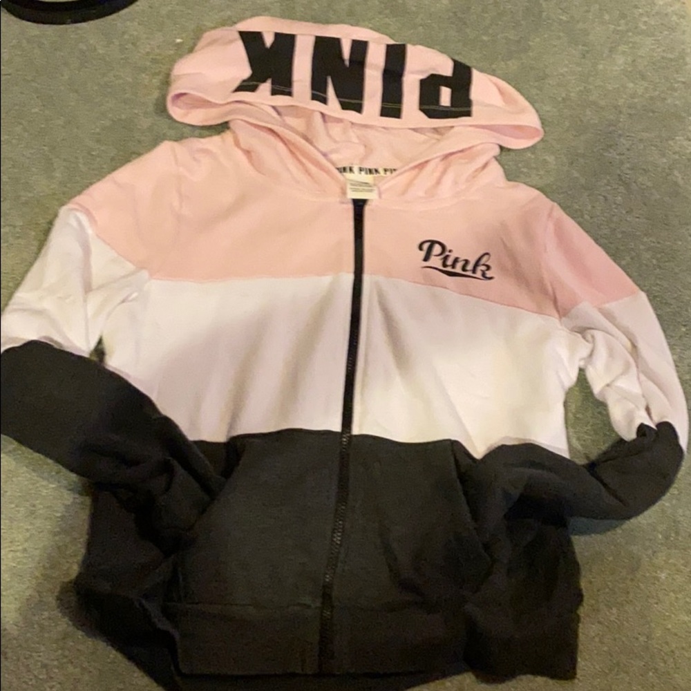 PINK color block zip up